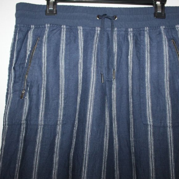 Athleta Cabo Tide Linen Wide Leg Pants Navy HW9547 - Picture 3 of 7